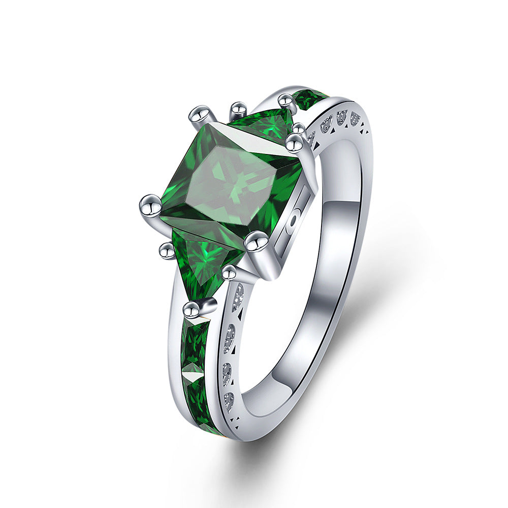 America emerald zircon ladies ring creative jewelry accessories gifts  
