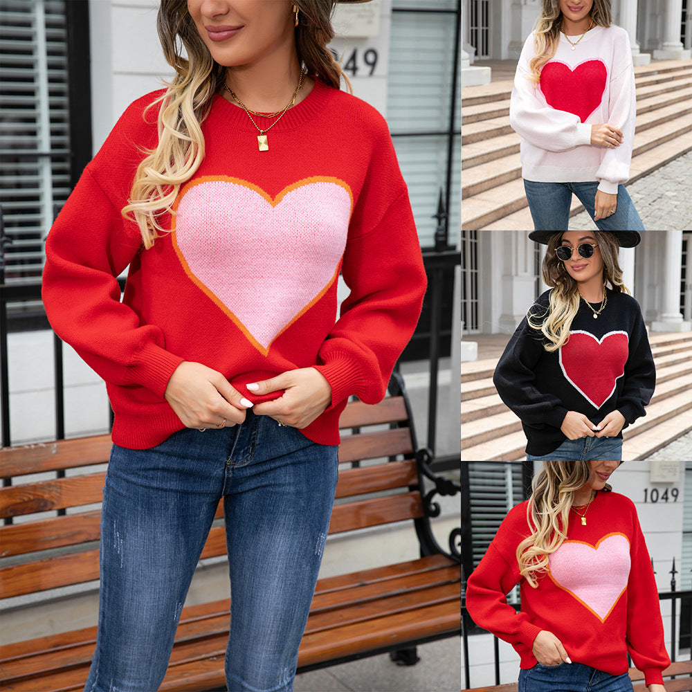 Round Neck Love Sweater Pullover